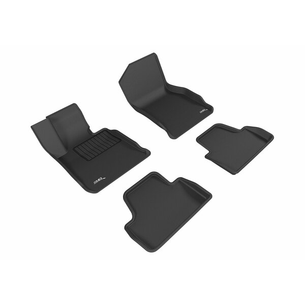 3D Mats Usa Custom Fit, Raised Edge, Black, Thermoplastic Rubber Of Carbon Fiber Texture, 4 Piece L1BM06801509